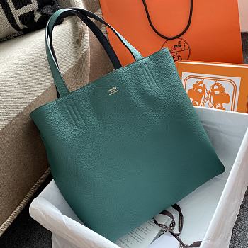 Hermes Double Side Shopping Bag Blue&Black Size 30cm