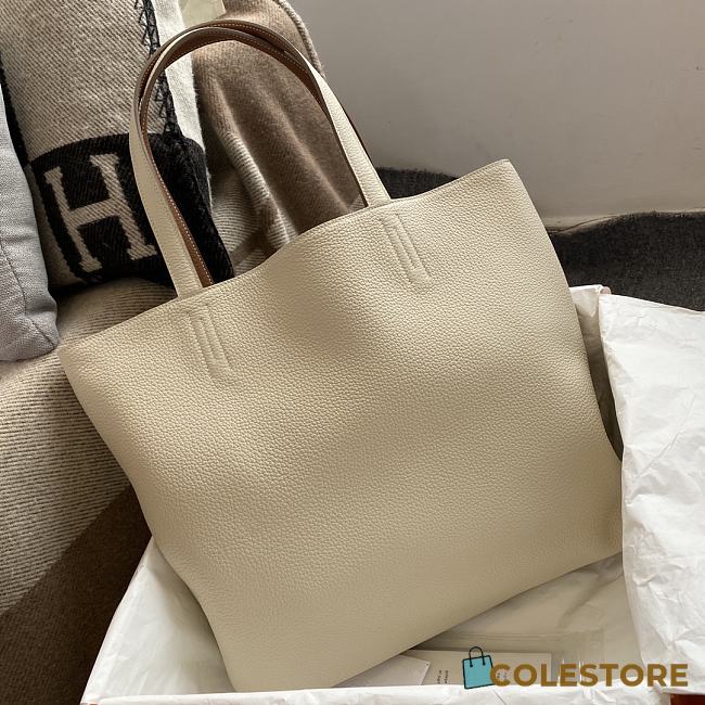 Hermes Double Side Shopping Bag Beige&Brown Size 30cm - 1