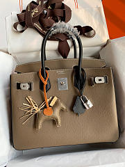 Hermes Birkin Gray Epsome Leather Black Trim Size 30cm - 2