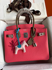 Hermes Birkin Pink Epsom Leather Gray Trim Size 30cm - 4