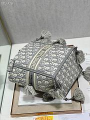 Dior Grey Embroidered Canvas Oblique D-Bubble Bucket Bag - Yoogi's Closet