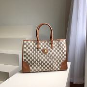 Celine Horizontal In Textle With Cabas Embroidery Brown Size 43cm - 1
