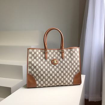 Celine Horizontal In Textle With Cabas Embroidery Brown Size 43cm