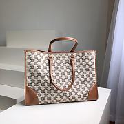 Celine Horizontal In Textle With Cabas Embroidery Brown Size 43cm - 3