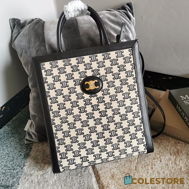 Celine Small Cabas Vertical In Textile Black Size Size 31cm - 1