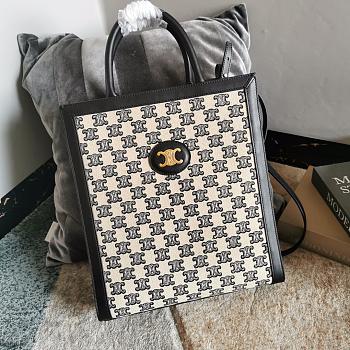Celine Small Cabas Vertical In Textile Black Size Size 31cm