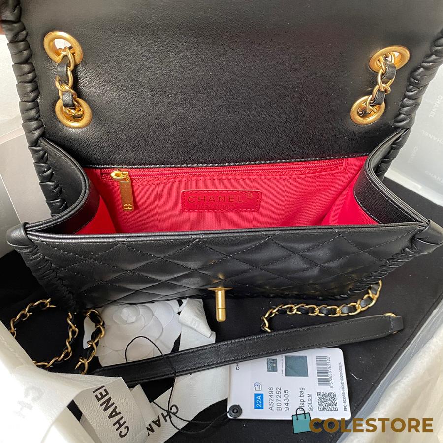 Chanel Braided Calfskin Flap Bag Size 22cm 