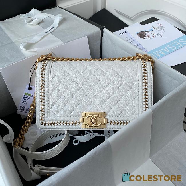 Chanel Boy Bag Caviar Leather Gold Hardware Size 25cm - 1