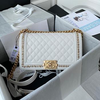 Chanel Boy Bag Caviar Leather Gold Hardware Size 25cm