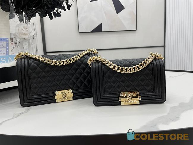 Chanel Boy Bag Black Caviar Leather Size 20cm - 1