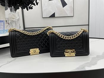 Chanel Boy Bag Black Caviar Leather Size 20cm