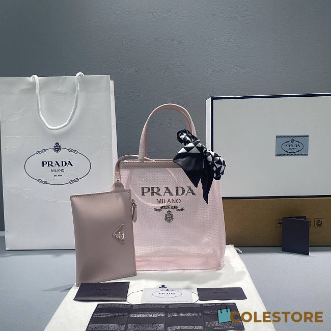 Prada Sequined Mesh Tote Bag In Pink Size 20cm - 1