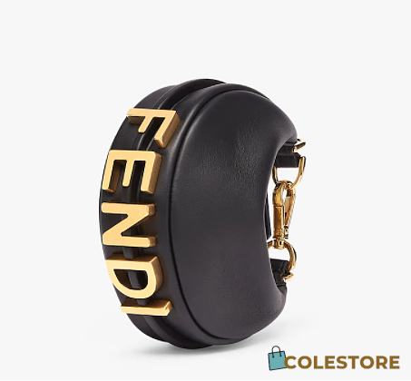 Fendi Nano Graphy Black Leather Bag Size 16cm - 1