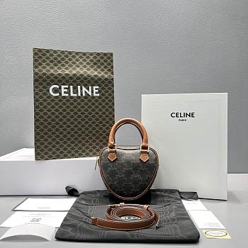Celine Medium Heart In Triomphe Canvas Tan Size 14.5cm