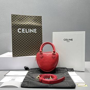 Celine Medium Heart In Triomphe Canvas Red Size 14cm