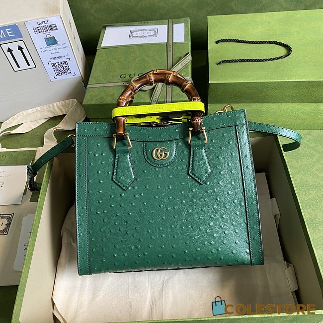 Gucci Diana Ostrich Leather In Green Size 27cm - 1
