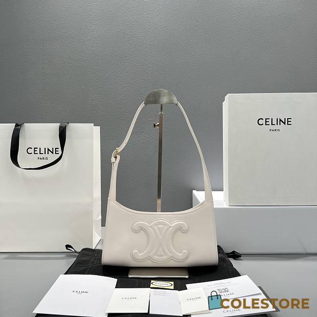 Celine Triomphe In Smooth Calfskin White 24cm - 1