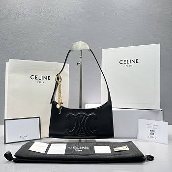 Celine Shouder Bag Cuir Triomphe In Smooth Calfskin Black Size 24cm