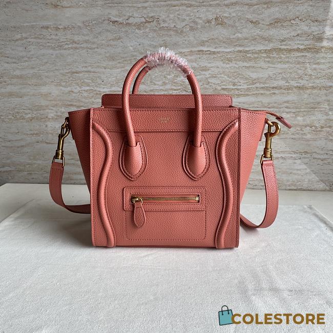 Celine Micro Luggage Handbag In Smooth Calfskin Pink 20cm - 1