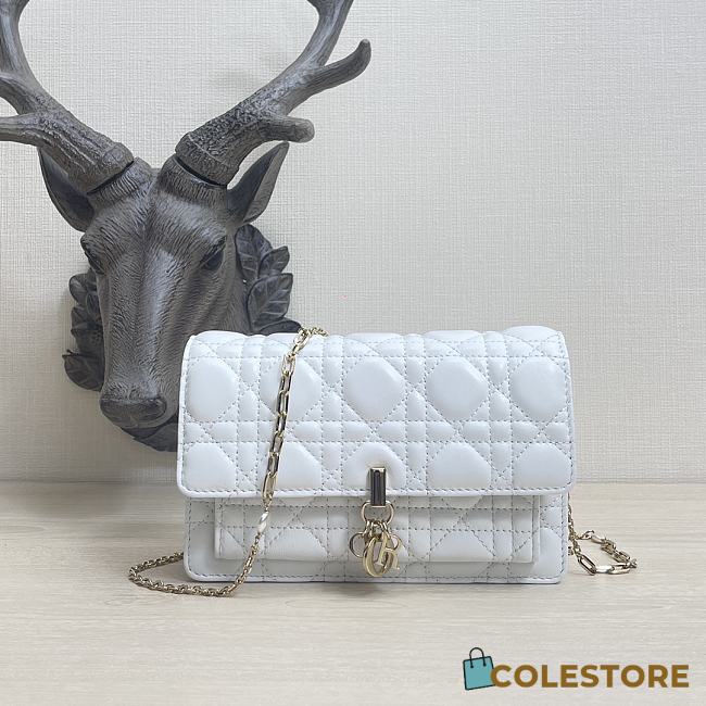 Lady Dior Clutch With Chain White 20cm - 1