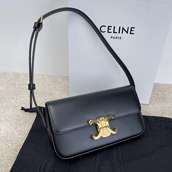 Celine Triomphe Shoulder Bag In Shiny Calfskin Black 20cm
