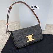 Celine Triomphe Shoulder Bag Canvas And Calfskin Tan 20cm - 1