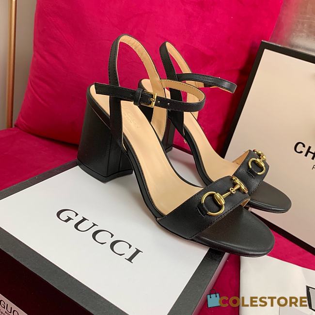 Gucci Black Heels Sandal With Horsebit - 1