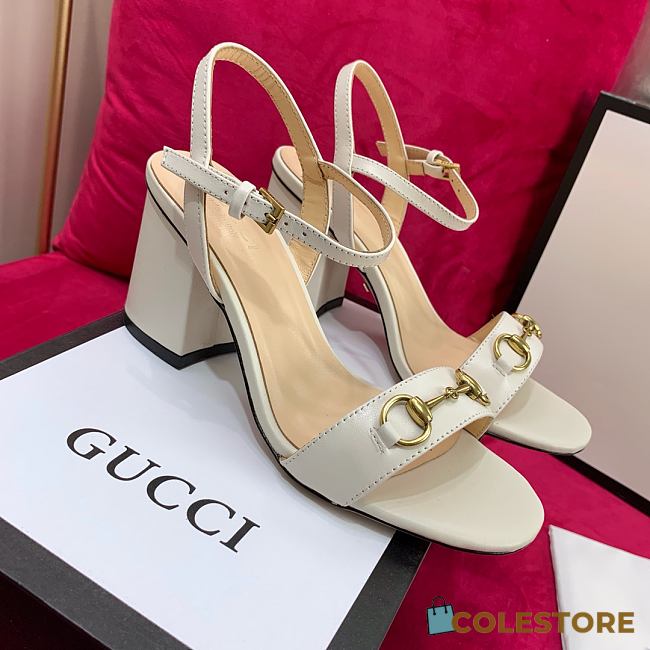 Gucci White Heels Sandal With Horsebit - 1