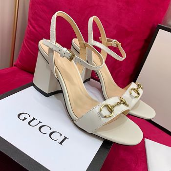 Gucci White Heels Sandal With Horsebit
