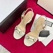 Gucci White Heels Sandal With Horsebit - 5