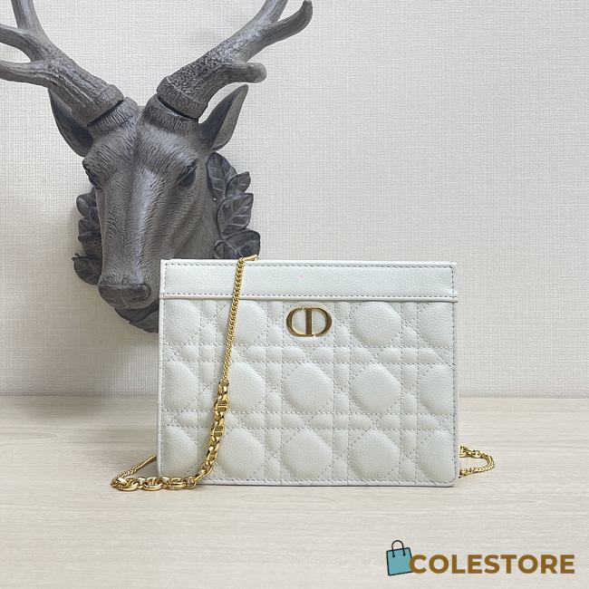 Dior Caro Zipped Pouch With Chain White 19cm - 1