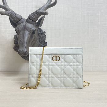 Dior Caro Zipped Pouch With Chain White 19cm