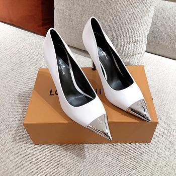 LV White Leather Heels