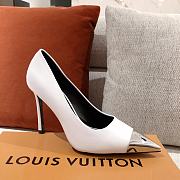 LV White Leather Heels - 4