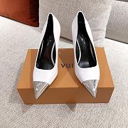 LV White Leather Heels - 5