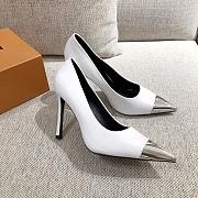 LV White Leather Heels - 6