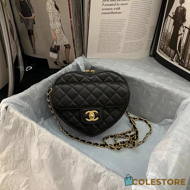 Chanel 22S Heart Bag In Black AS2061  - 1