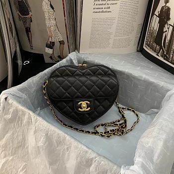 Chanel 22S Heart Bag In Black AS2061 