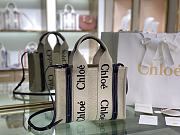 Chloe Large Woody tote bag in cotton canvas Blue 26.5cm - 1