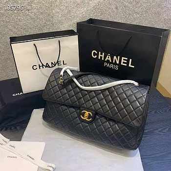 Chanel Flap Travel Bag Gold-Tone Metal Size 46cm