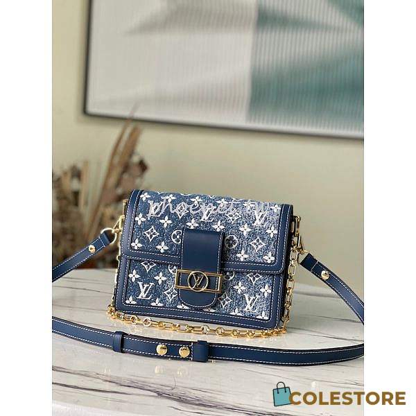 Louis Vuitton Mini Dauphine Blue Denim Leather M59609 25cm - 1