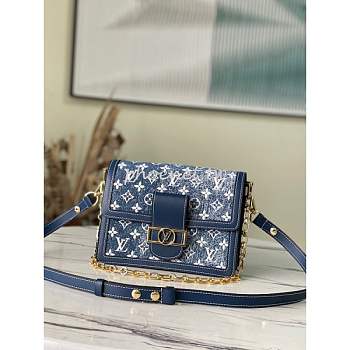 Louis Vuitton Mini Dauphine Blue Denim Leather M59609 25cm