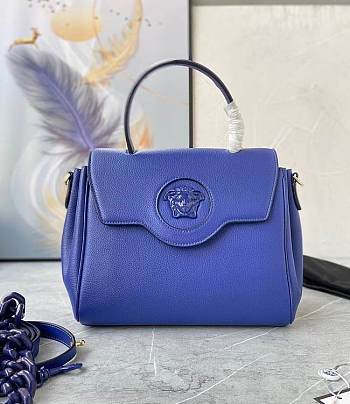 Versace La Medusa Handbag In Blue DBFI0 Size 25x15x22cm 