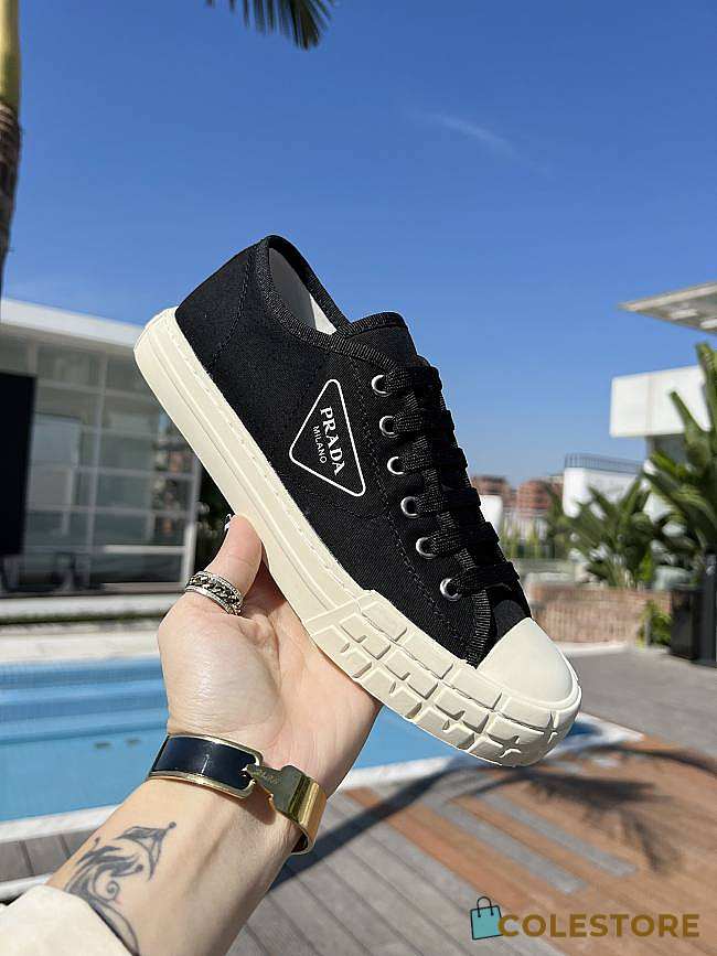 Prada Double Wheel Gabardine Sneakers Black - 1