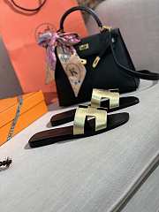 Hermes Oran Gold Slippers - 2