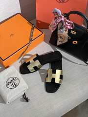 Hermes Oran Gold Slippers - 4