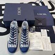 Dior B23 High Top Blue Oblique Sneakers - 1