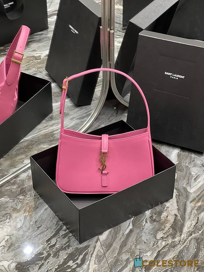 YSL Hobo Bag In Smooth Leather Pink 25cm - 1