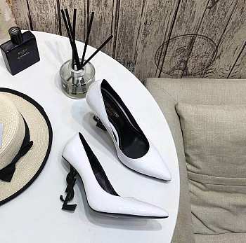 YSL Opyum Slingback Pumps White Heels