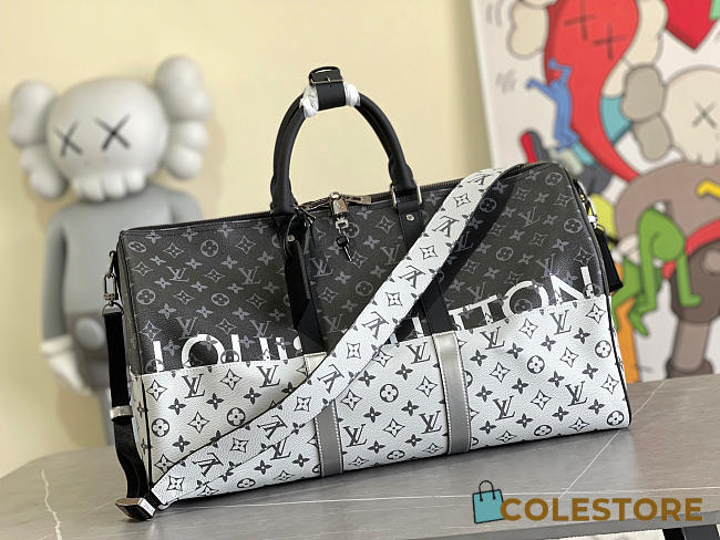 Louis Vuiiton Keepall 50 M43412 Black and White  - 1
